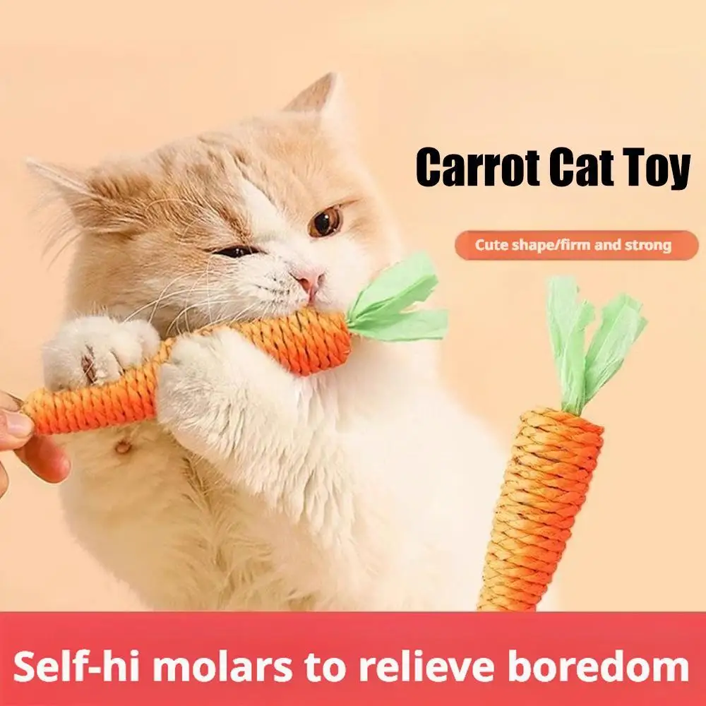 

Cat Toy Carrot Sound Pet Products Bite Resistant Paper Rope Scratcher Clean Teeth Interactive Play Cat Carrot Chew Toy for Cat
