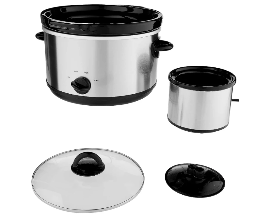 SCR503SP 5-Quart Smudgeproof Round Manual Slow Cooker with Dipper, Silver