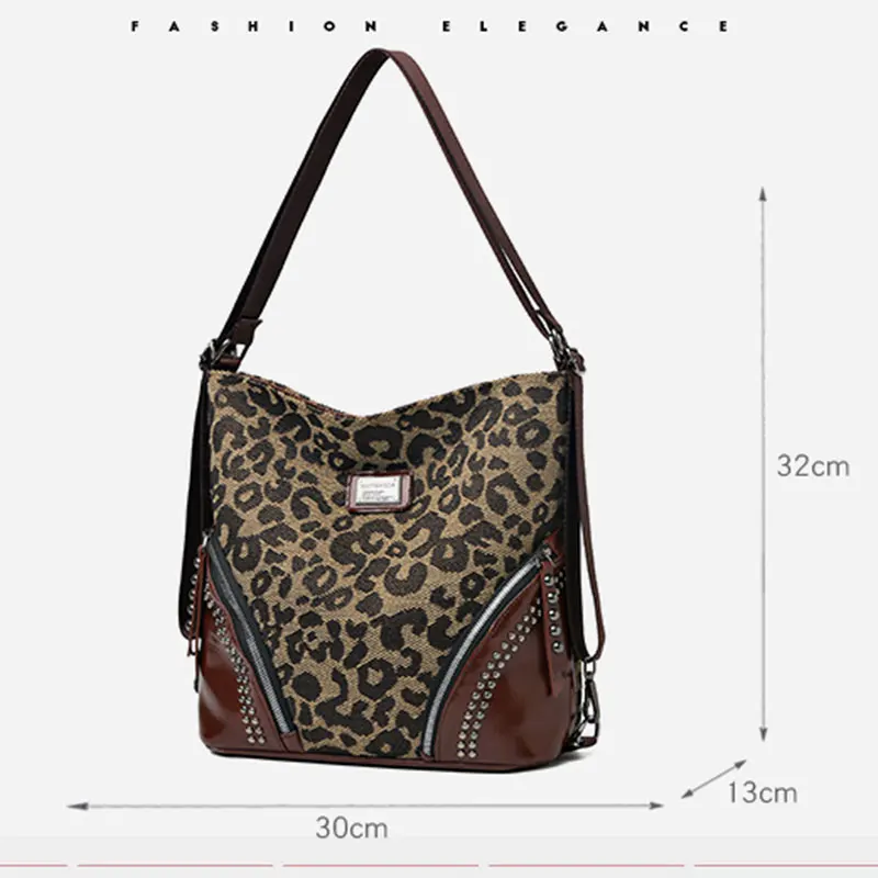 Women Bag Fashion Popular Leopard Print Multifunctional Backpack Women\'s 2022 Autumn Winter New Large-capacity Senior Backpack