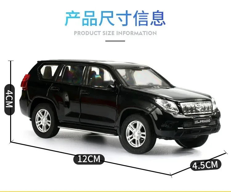 1:36 Toyota Land Cruiser Prado Diecast Metal Vehicles Car Models Coche Scale Simulation Auto Toys for Children B175