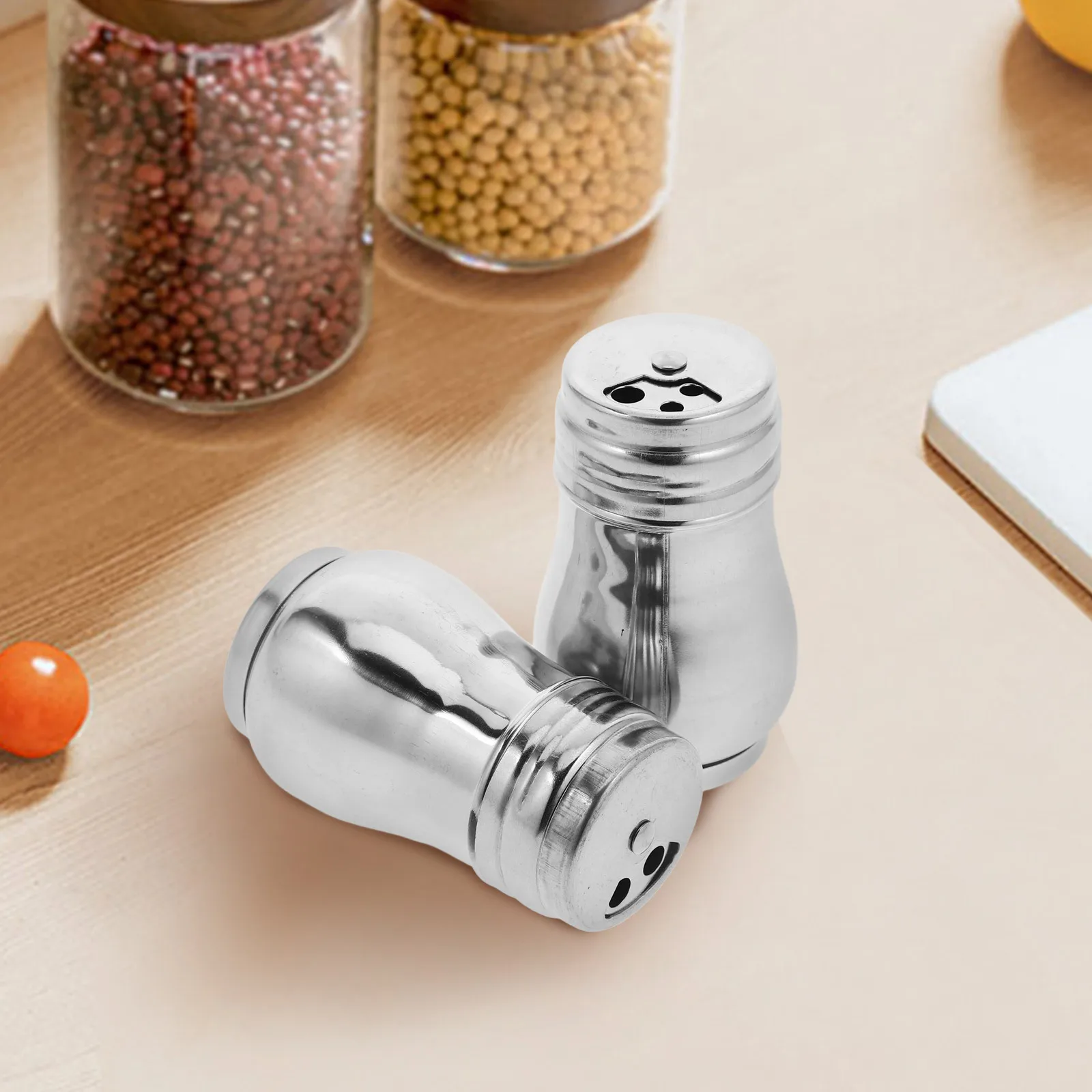 2 قطعة الفولاذ المقاوم للصدأ الملح الفلفل الهزازات الدورية تصميم سعة كبيرة موزع التوابل المطبخ السفر أداة الطبخ #2