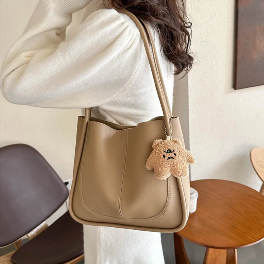 Tas Tote Wanita Retro Sederhana Kapasitas Besar, Gaya Kasual untuk Musim Gugur dan Musim Dingin, Cocok untuk Kerja dan Santai