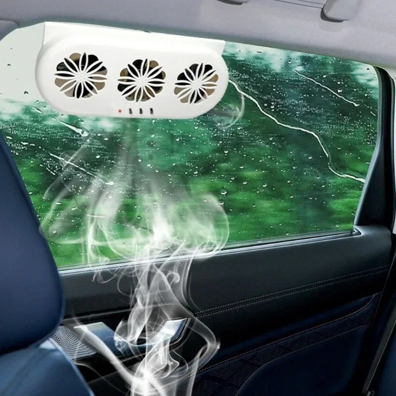 Extractor de aire de coche con energía Solar, ventilador de refrigeración de coche eléctrico de 3 cabezales, ventilador de ventana con carga USB, purificadores de asiento trasero delantero, radiador