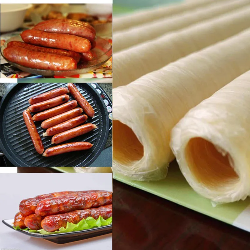 26mm Collagen Protein Casings Sausage Ham Home Kitchen Dining Tool For Sausage BBQ Fry Steam Sausages Meat Ham Maker Tools