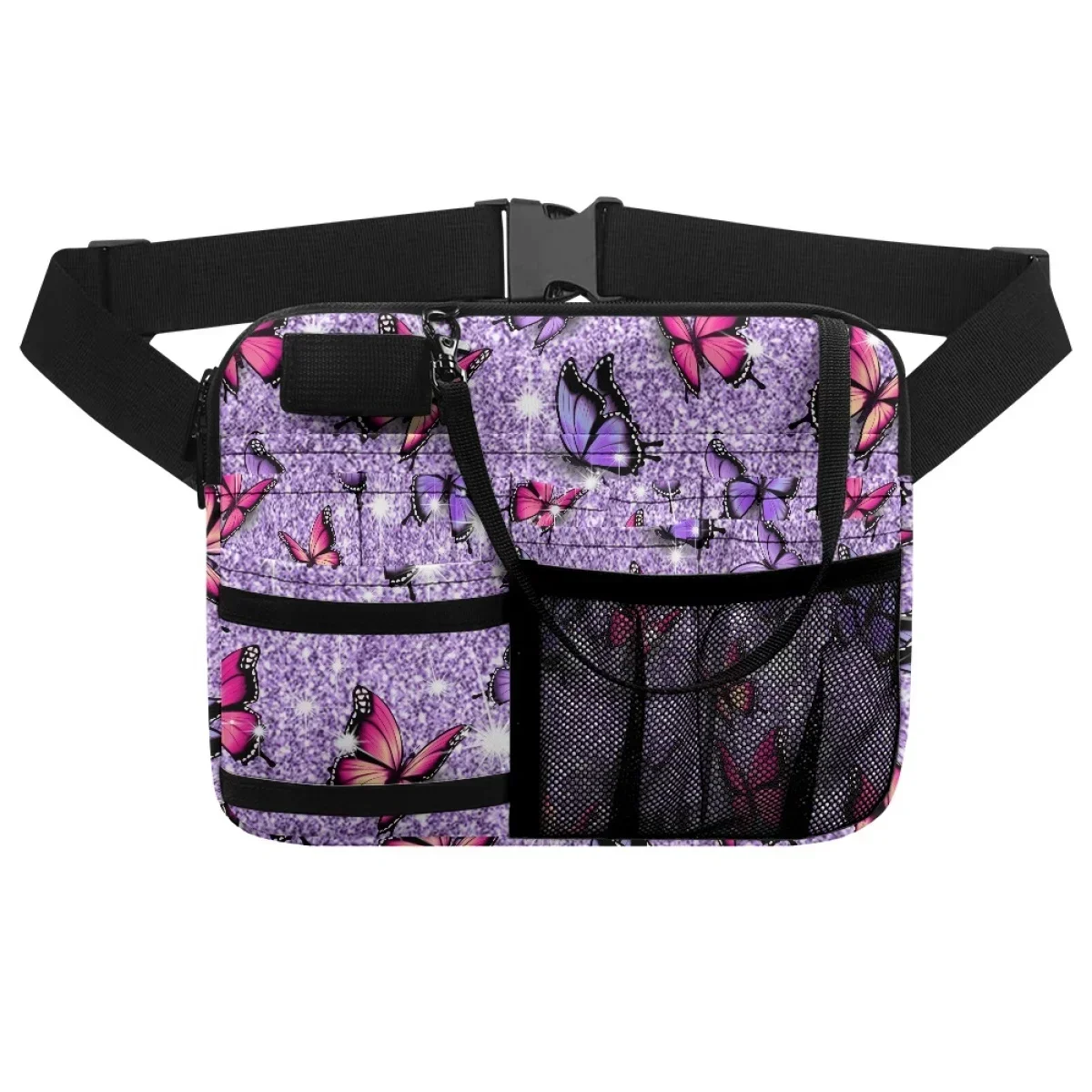 Colorful Butterfly Luxury Designer Ladies Waist Bag Portable Adjustable Strap Hospital Work Practical Belt Bags Nurse Fanny Pack