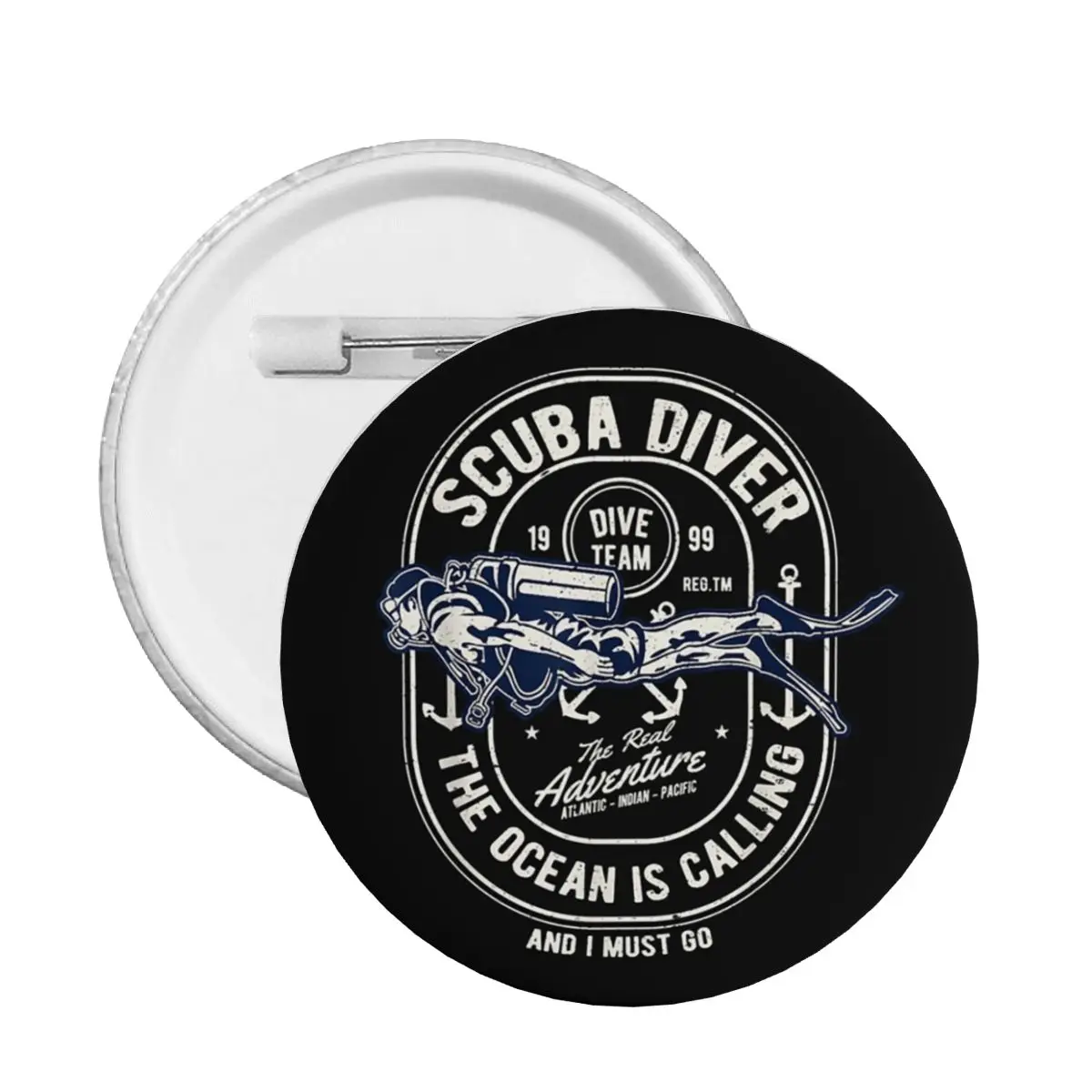 Dive Diver Scuba Diving Round Button Pin for Jeans Customizable Pinback Badges Brooches