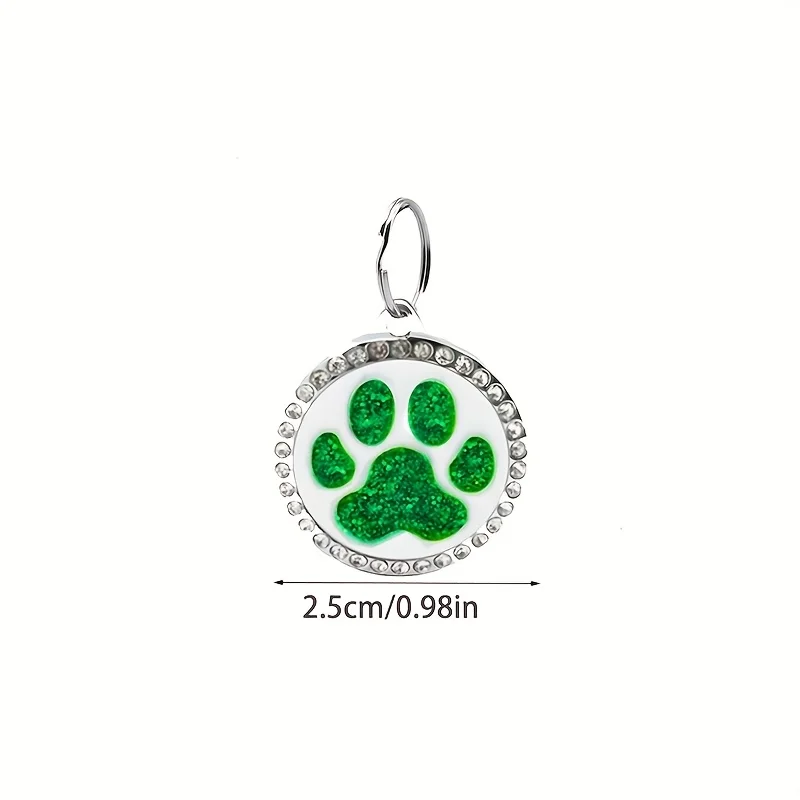 Personalized Fashion Round Rhinestone Pet ID Tag‑Custom Engraved Name & Address Cat Collar Pendant