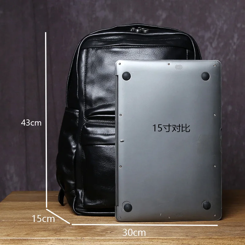 Natürlicher Oberschicht-Rindsleder rucksack für Herren-Freizeit mode Computer tasche aus echtem Leder mit großer Kapazität