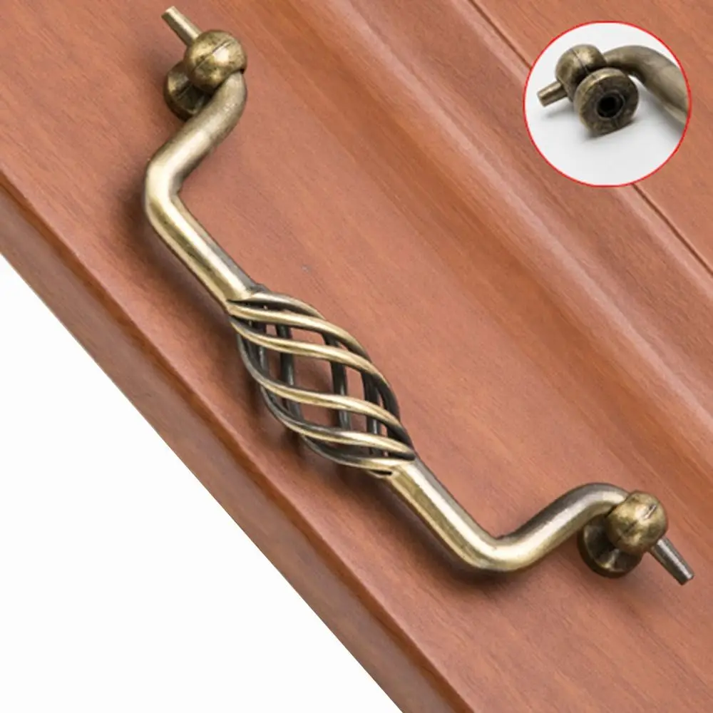Decorative Antique Bronze Cabinet Handles Hardware Vintage Drawer Knobs Hollow Out Wardrobe Door Pullers Chest