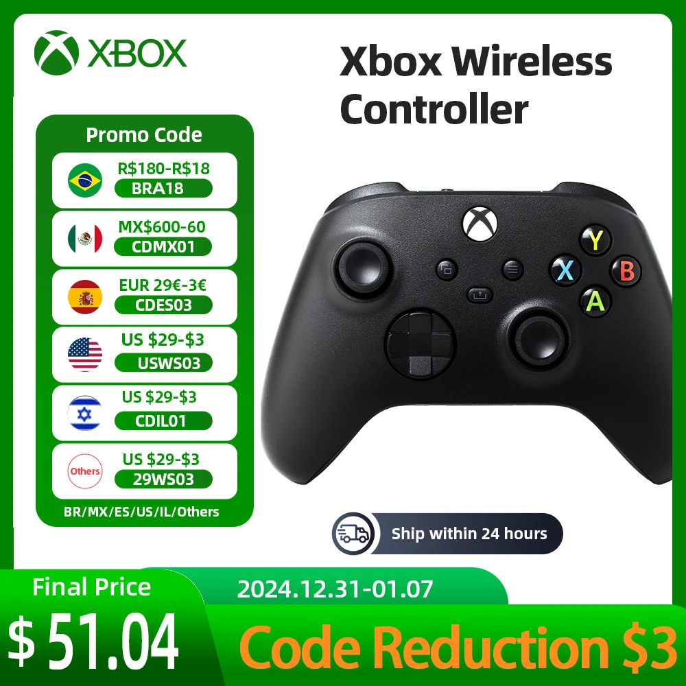 Microsoft Xbox Core Wireless Controller Carbon Electric Volt White Black for Xbox Series X Xbox Series S Xbox One Controller