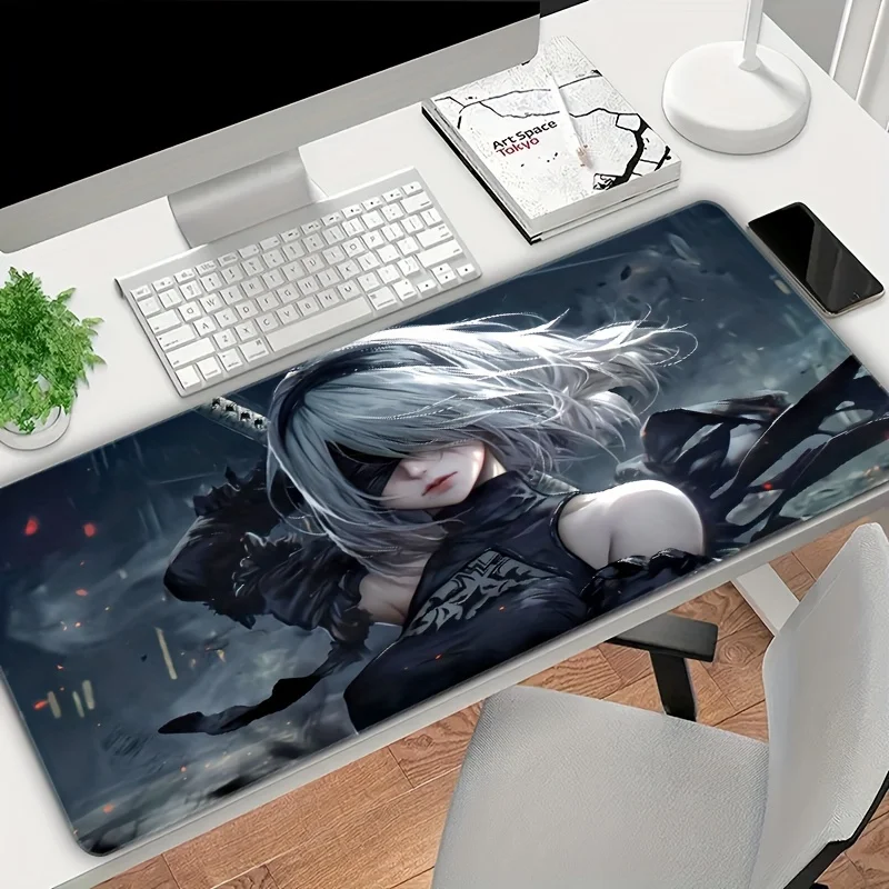 

Silver Hair Anime Warrior XXL Mouse Pad,Non-Slip Durable Rubber Stitched Edge,Rectangular Desk Mat for Office Home, Holiday Gift
