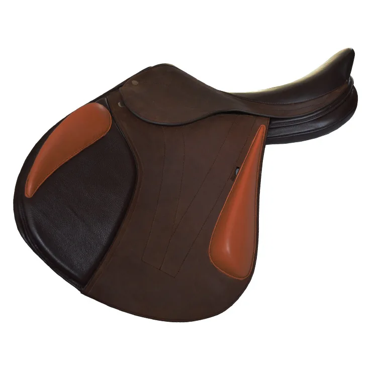 British Jumping Saddle Cowhide Leather Brown Color Equestrian Saddle 17.5inches Riding Horse Sadldle 17 inches saddle