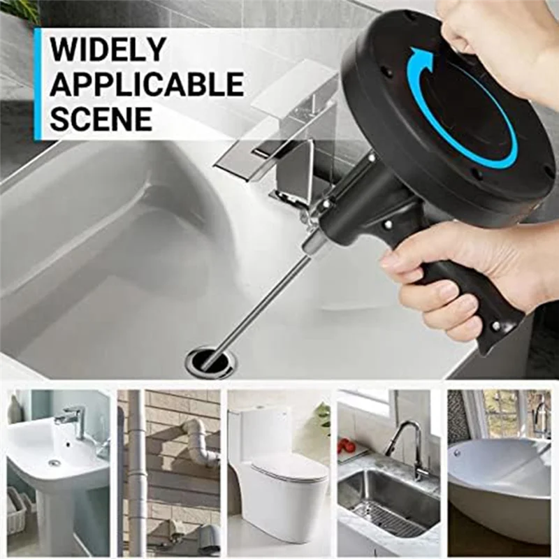 MAKE-배관 스네이크 드레인 오거, 장갑이 있는 헤비 듀티 파이프 막힘 제거제, 욕실, 주방 및 화장실용 스네이크 드레인 클리너 Du