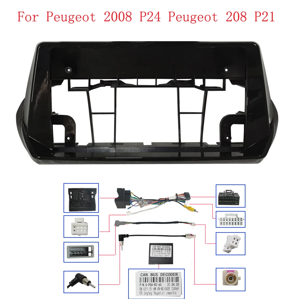 Car Frame Fascia Adapter Canbus Box Decoder Android Radio Dash Fitting Panel Kit For Peugeot 2008 P24 Peugeot 208 P21