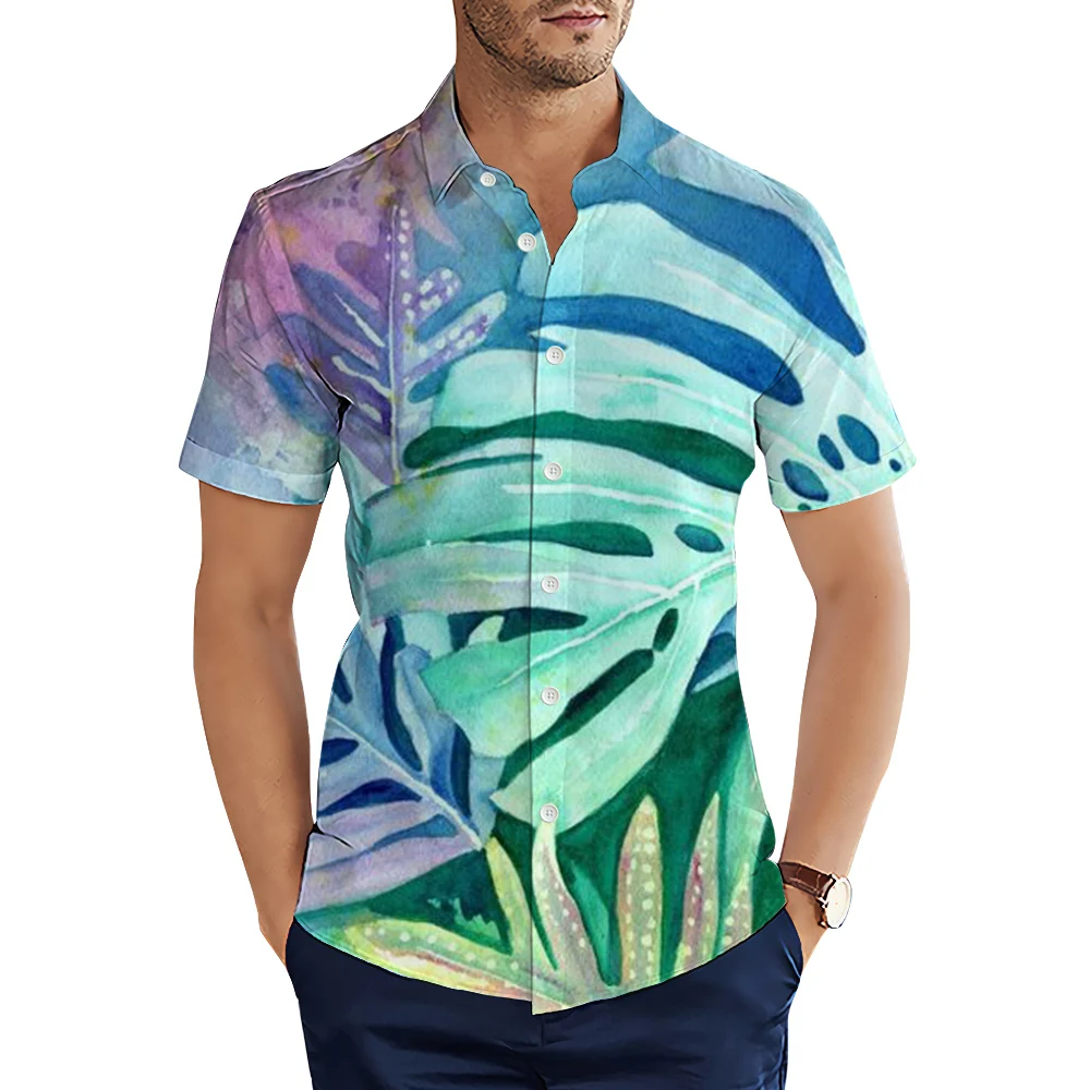 

HXHawaiian Beach Shirts Fashion Polynesia Monstera Leaves Art Printed Casual Shirt 3D Graphic Tops Ropa Hombre Dropshipping