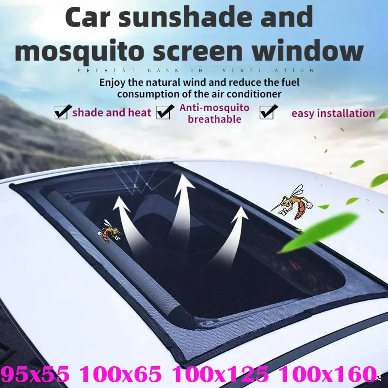 Magnetic Car Sunroof Sun Shade Mesh Cover Sunroof Window Sunshade UV Protection Anti Mosquito Insect Skylight Shading Net