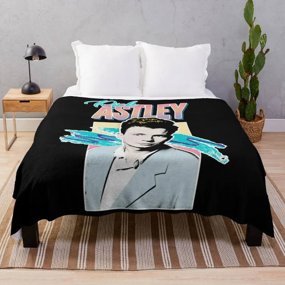 Rick Astley 80s Aesthetic Tribute Throw Blanket Cute Plaid Baby Blankets For Bed Soft Plush Plaid Blankets