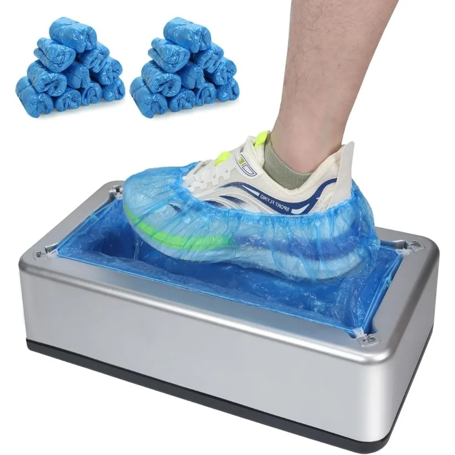 

Автоматический дозатор бахил с 200 одноразовыми чехлами, водонепроницаемые, нескользящие, многоразовые, для домашнего офиса, больницы, тяжелые