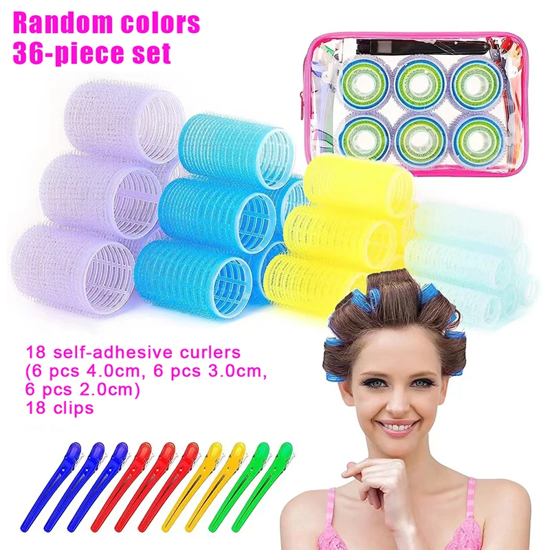 36 Stuks Set Haar Rollen Haarspelden Kit zelfklevende Lui Lucht Pony Roller Haarkrulspelden Clips Styling Tool