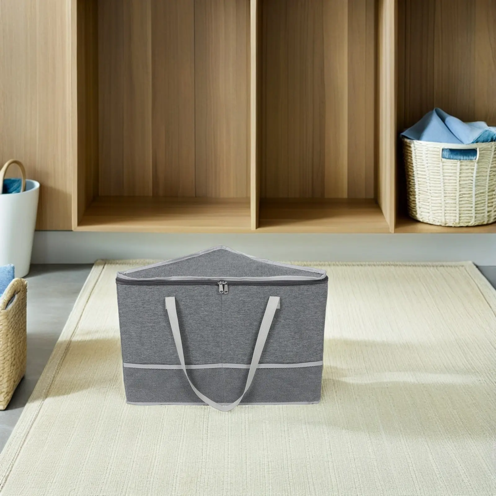 Clothes Hanger Organizer Bag Triangle Rigid Polyester Storage Bin Stackable Laundry Room Hanger Holder Organizer Dust Protection