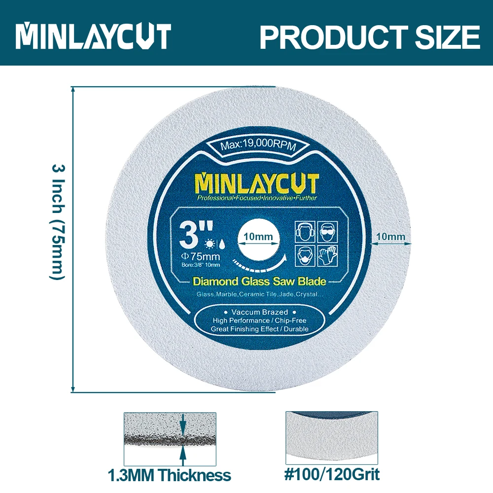 MINLAYCUT Diamond Saw Blade 1/3pcs 75mm Cutting Disc Glass Jade Marble Tile Hand Tool Mini Angle Grinder 3 inch Plate Cutting