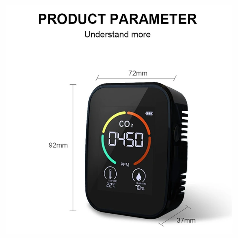 Air Quality Monitor CO2 Monitor CO2 Meter Indoor Temperature And Relative Humidity Meter For Home Office