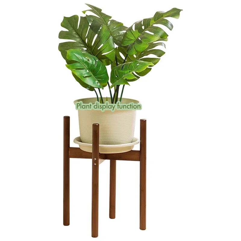 Plant Stand - Adjustable Indoor Plant Stand, Plant Holder, 33/40/50cm Height, Corner Plant Stand for Plant Pots, Bamboo Wood