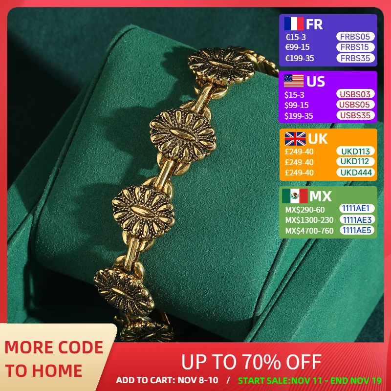

Bohemian Lotus Leaf Petals Bracelets for Woman Inlay Gold Color Flower Luxury Vintage Antique Jewelry Accessories New Arrival