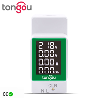 Din Rail Wattmeter Voltmeter Ammeter Power Meter AC50-300V Volt Amp Power Factor Time Energy Voltage Current Monitor TONGOU