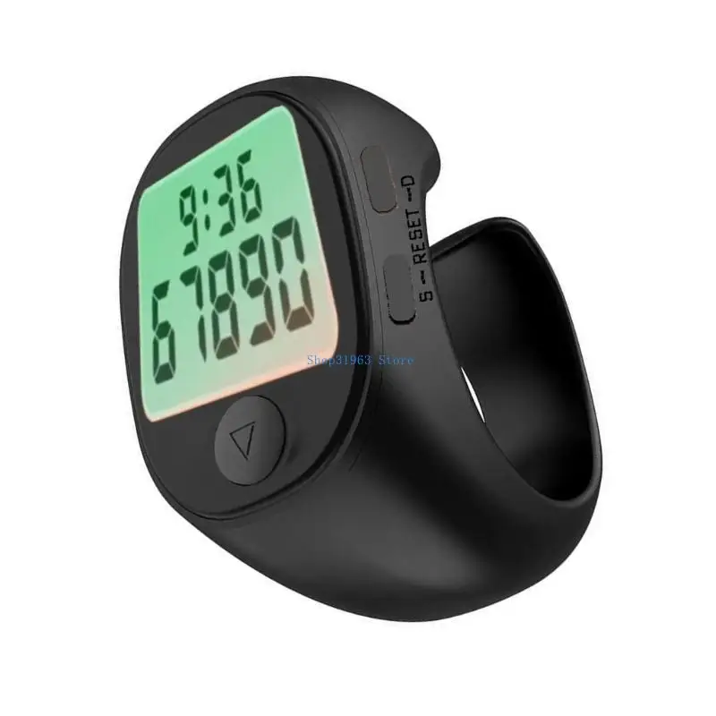 L4MA Multifunction Finger Counter Digital Counting Rings Time Display for Religious