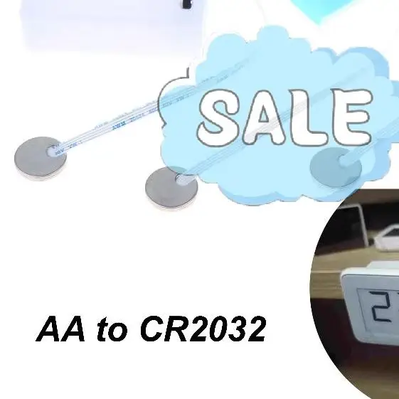 CR2032 to AA Battery Converter Adapter 1Pc 0.15mm Thin Non-Destructive Modification for Calculators Desk Clocks Office Electron