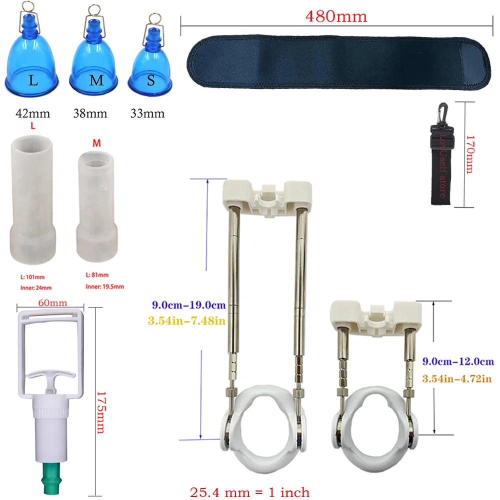 Male Penis Stretcher Enlargement Hanger Belt Set Masturbator Penile Enlarger Extender Enhancement Vacuum Pump Sex Toys for Men