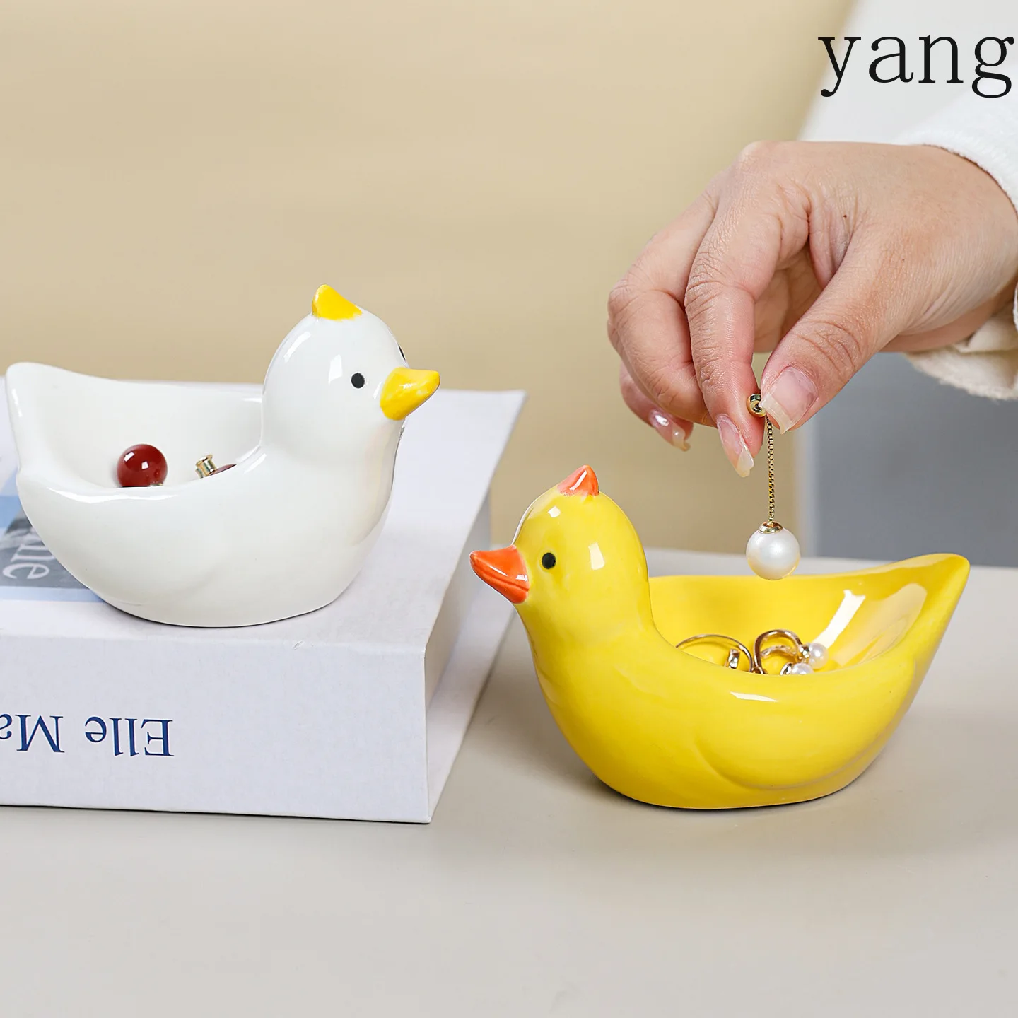 CX new ceramic duckling storage plate, ceramic jewelry plate, props and trinkets, cute ornaments.
