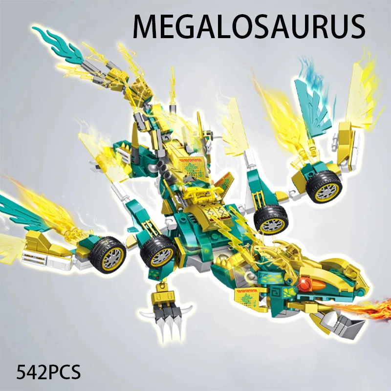 Boys' High Difficulty Puzzle Toy Holy Beast Mech Sea God Horn Dragon Hurricane Dragon Assembly Blocks