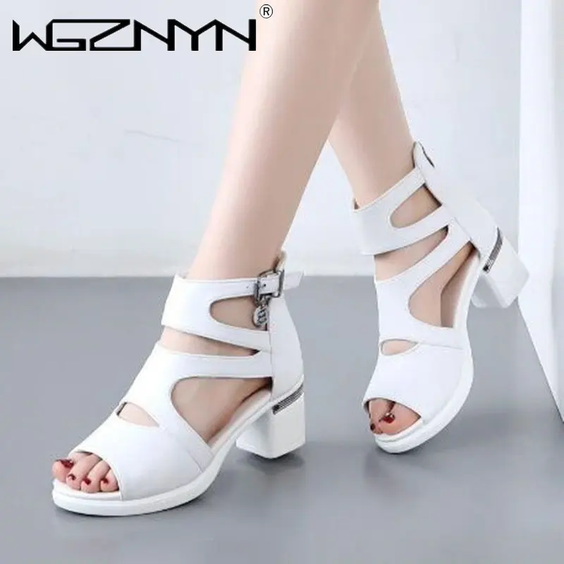 2023 NEW Comfortable Fashion Shoes Women Sandals High Heels Summer Sweet Fashion Wedding Shoes White and Black Handmade Sandals