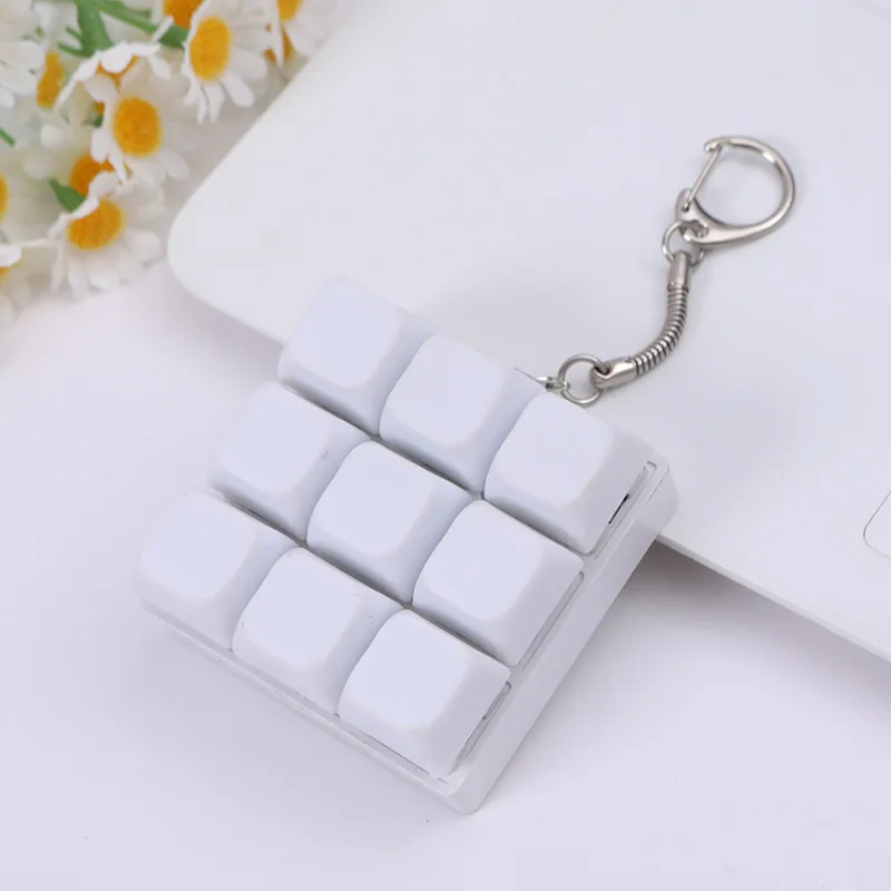 Creative 9 Keyboard Cap Stress Relief Keychain Pendant Button Mechanical Keyboard Keyring Finger Pinch Stress Relief Toy Gift view 5