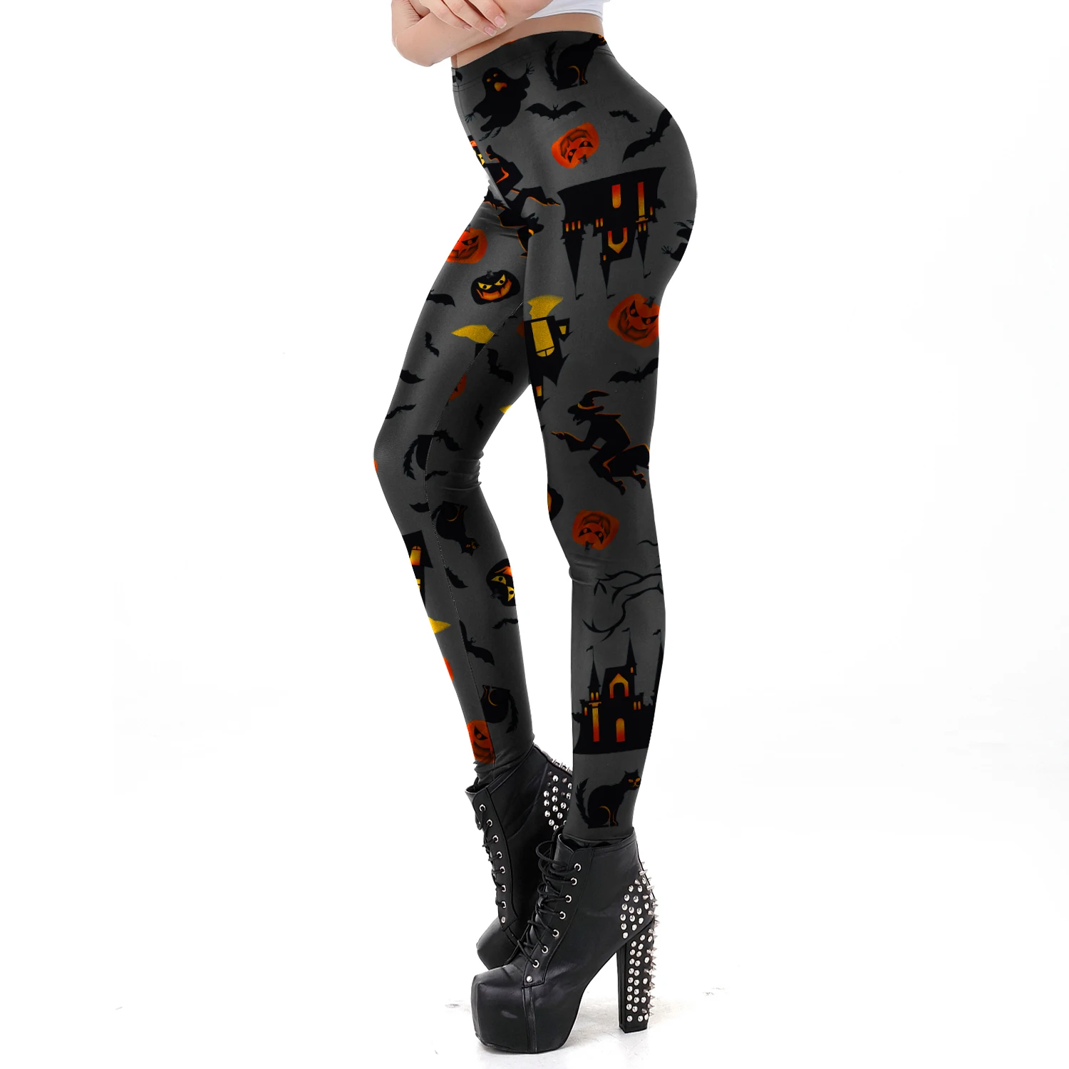 Halloween Women's Leggings Haunted House Bat Pumpkin 3D Digital Printed Pants Cosplay Costume Skinny High Waist Casual Leggings