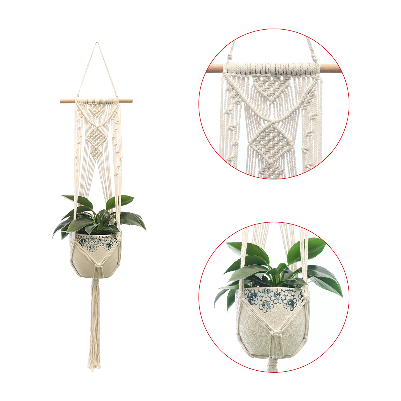 Hanging Plant Handmade Macrame Plant Hanger Flower Pot Planter Hanger Wall Decor Courtyard Garden Hanging Planter Hanging Basket