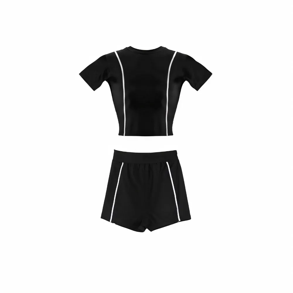 

Patchwork Design Women's Swimming Suit Slimming Fit With Shorts Two-Piece Swimsuit Sunscreen Fabric High Waisted