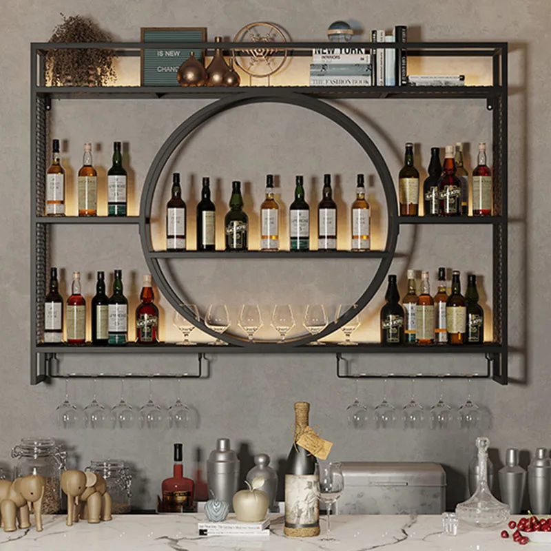 Hanging Wine Rack Wall Mount Storage Display Lattice Board Kitchen Industrial Bar Cabinet Metal Vitrina Restaurant Furniture