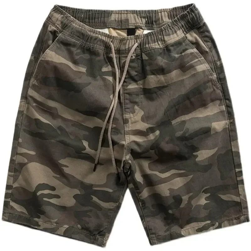 Men\'s Cargo Shorts Camo Combat Male Bermuda Short Pants With Draw String Summer Stylish Hot Front Pocket Jogger Elastic Waist