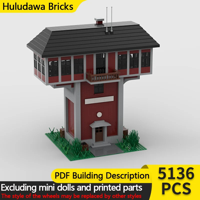 Street View Model MOC Building Bricks Poste Aiguillage Signal Tower Modular Technology Children Holiday Gifts Assemble Toys Suit