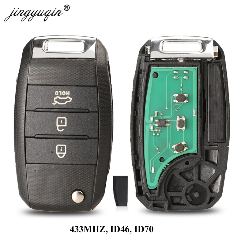 jingyuqin 3 Button Remote Flip Car Key 433MHZ ID46 ID70 Chip For Kia K3 Sorento Sportage 2013 2014 2015 Keyless Fob