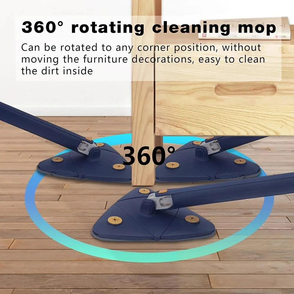 New Triangle Cleaning Mop Telescopic Household Ceiling 360 Cleaning Brush Tool Self-draining To Clean Walls and Tiles