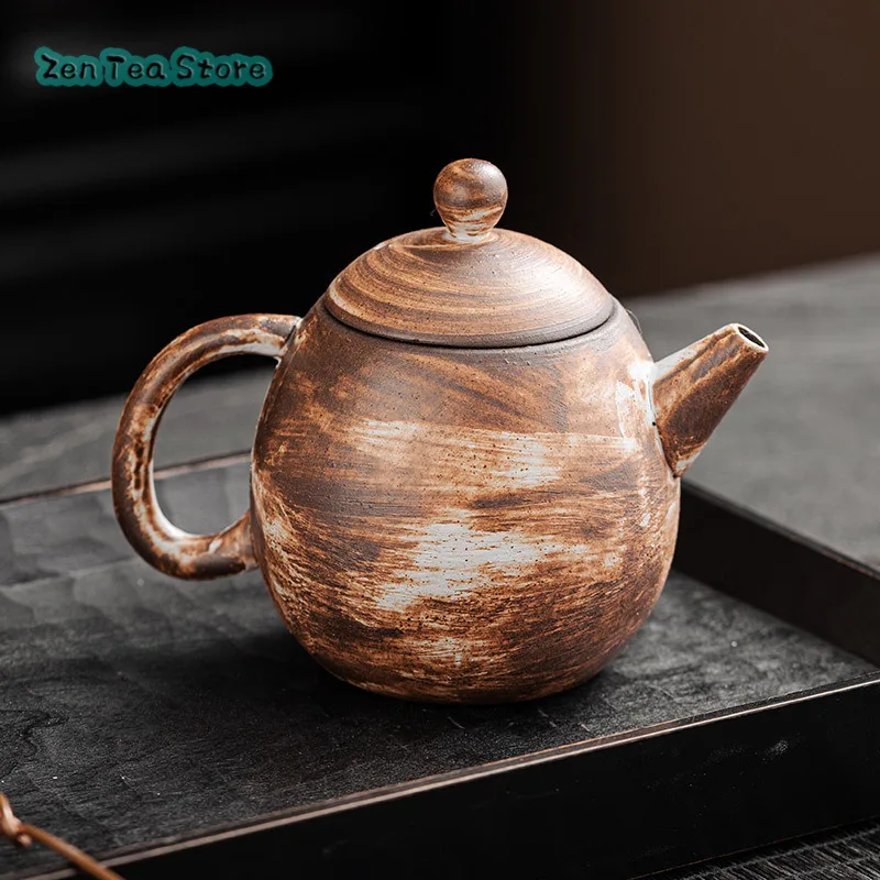 Vintage Handmade Coarse-pottery Teapot For Home Brewing Teapot Kung Fu Tea Set Ceramic Grip Pot With Filter For Teapot Single