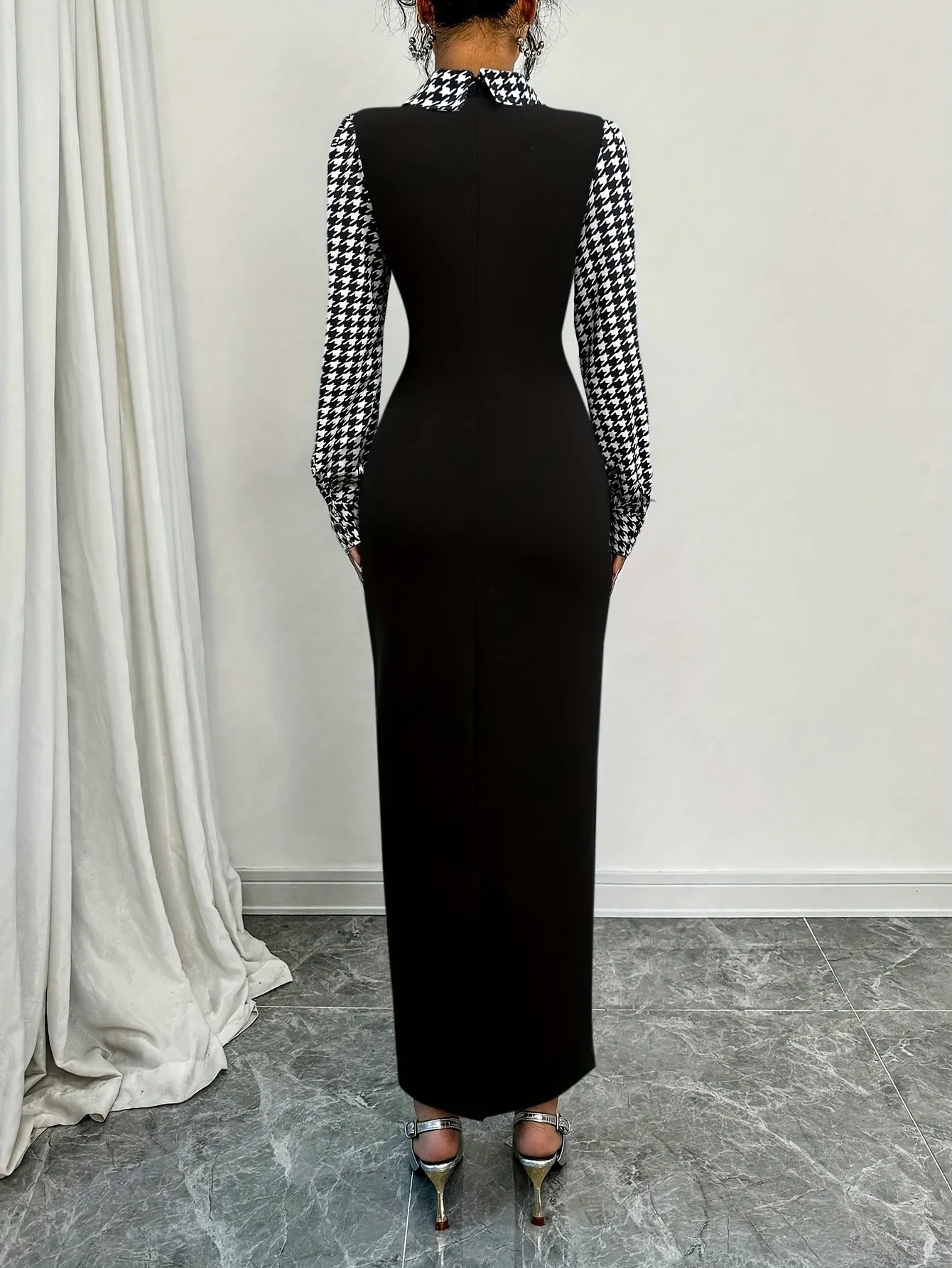 2025 Autumn And Winter New Women Casual Fashion Printing Mesh Shirt And High Quality Fabric Maxi Dress Lady Knitting Dress