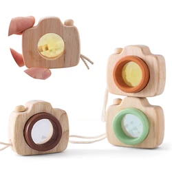 1PC Baby Wooden Colorful Camera Kaleidoscope Toys Kid Block Montessori Hanging Camer Prop Decoration DIY Camera Gift Outdoor Toy