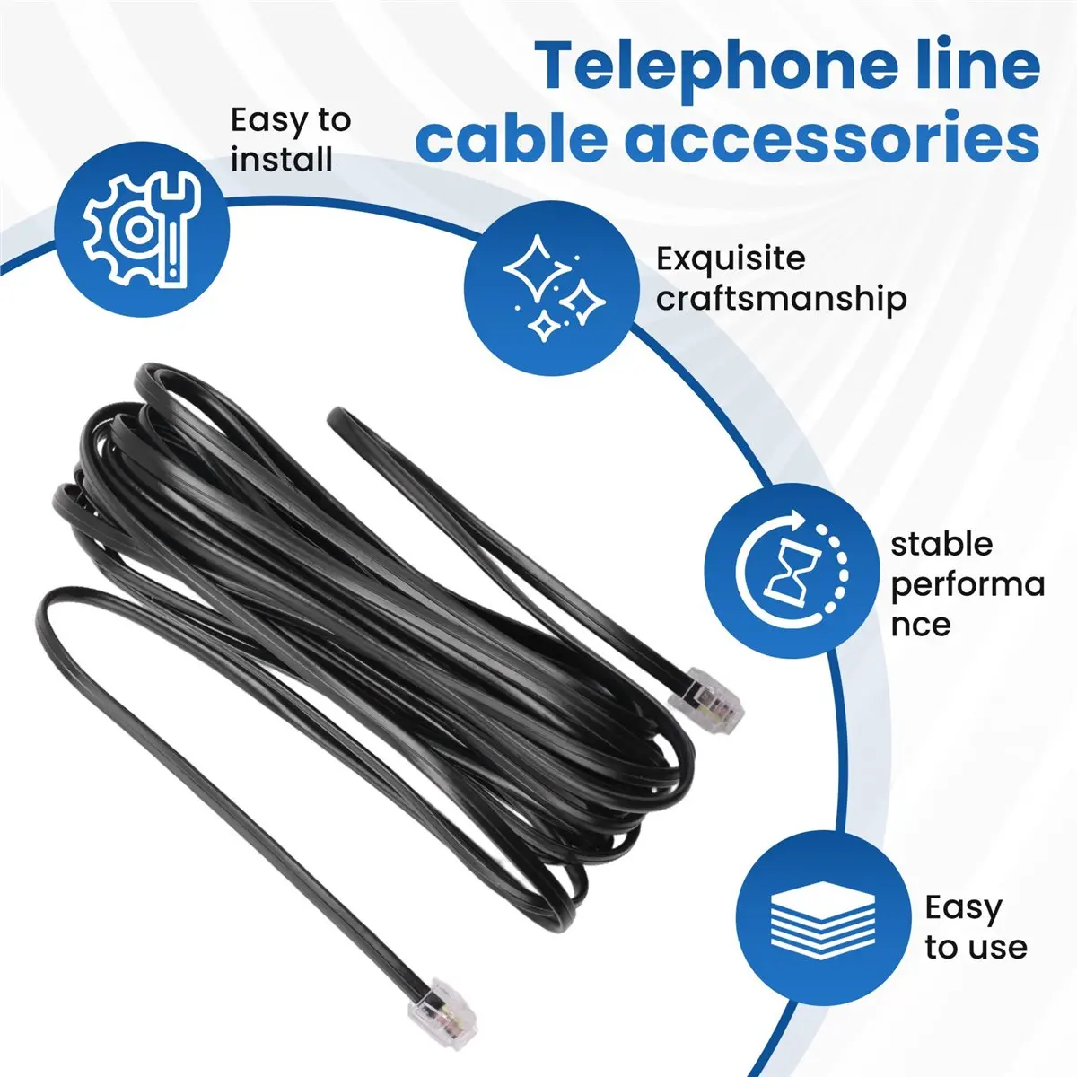 A46U RJ11 6P4C Telephone Cable Cord ADSL Modem 5 Meters