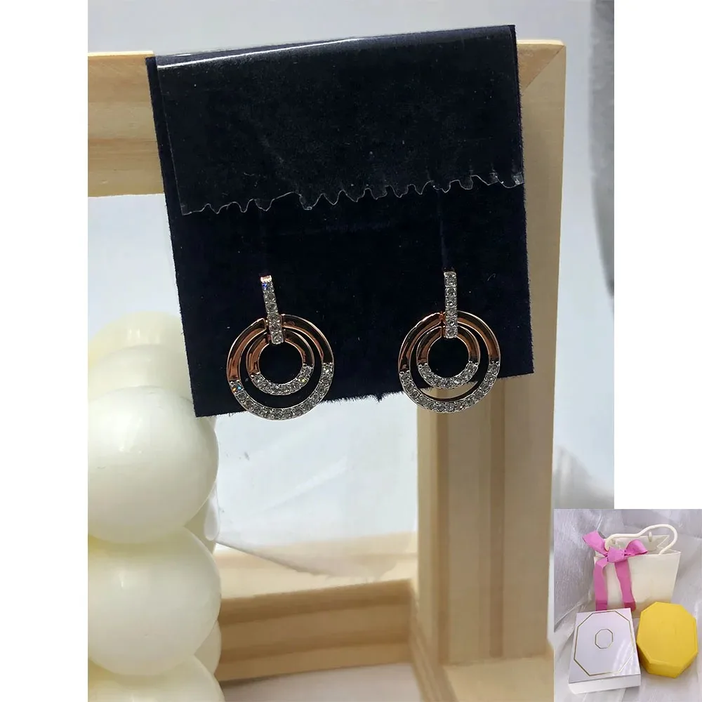 

New hot selling round cut rose gold imitation crystal earrings, charming women's romantic jewelry holiday gifts