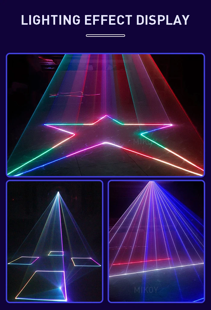 MIKOY 3 W 4 W 5 W RGB-Laserlicht mit Bluetooth, mobile App, DMX, Disco, Nachtclub, Show, Auftritt, Zuhause, Party, Hochzeit, Bühnenlicht – Detail 3